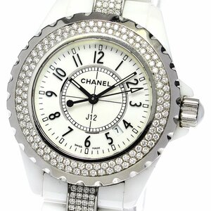  Chanel CHANEL H1420 J12 white ceramic diamond bezel bracele diamond quartz lady's _761304[ev15]