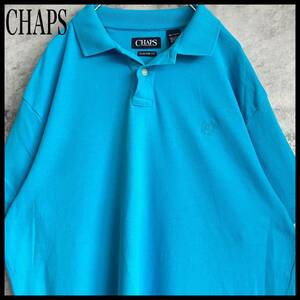 チャップス ロゴ刺繍 ポロシャツ ライトブルー XLサイズ 16642 ゴルフウェア golf 半袖 古着 トップス