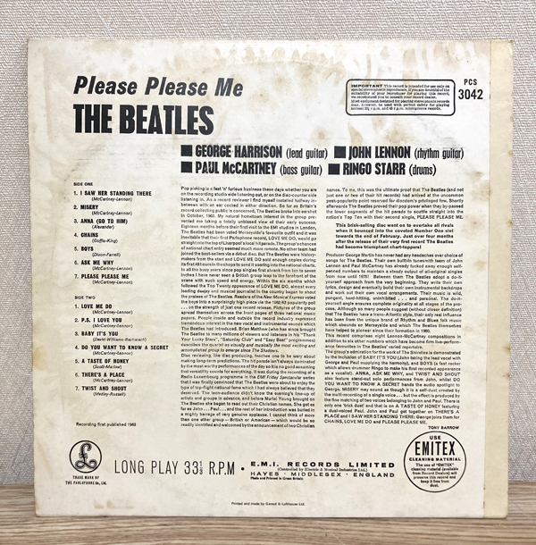 仏 フランス盤/ PARLOPHON THE BEATLES「Please Please Me」 PCS 3042