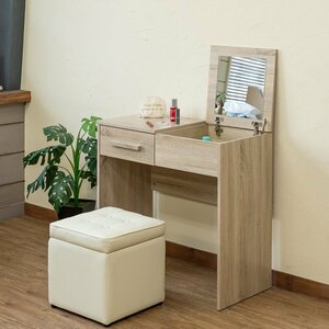 dresser desk desk dresser wooden mirror width 80cm compact combined use one room pretty Northern Europe natural natural color 