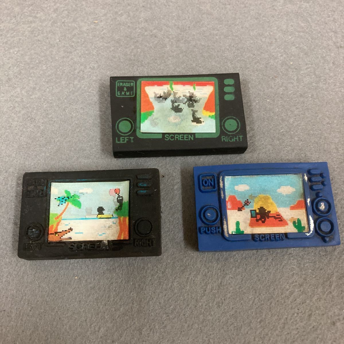 昭和レトロ ゲームウォッチ 消しゴム 3個 当時物 駄菓子屋 パチ