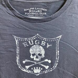 RUGBY ラグビー RALPH LAUREN ラルフローレン スカルロゴプリント Tシャツ ブラック系 XSサイズの画像2