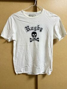 RUGBY ラグビー RALPH LAUREN ラルフローレン スカルロゴプリント Tシャツ ホワイト系 Sサイズ