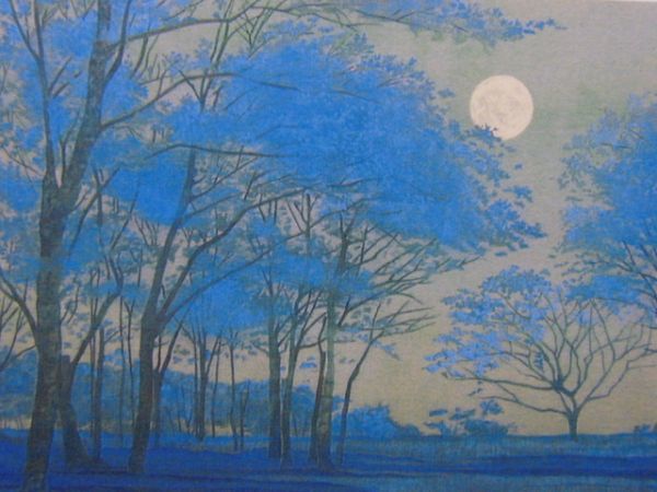 Hiroyuki Aoyama, [Silence of the Forest, Distant Moon], From a rare collection of framing art, New frame included, In good condition, postage included., Painting, Oil painting, Nature, Landscape painting