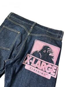 X-LARGE デニム デニムパンツ セルヴィッチデニム W32 古着 濃紺