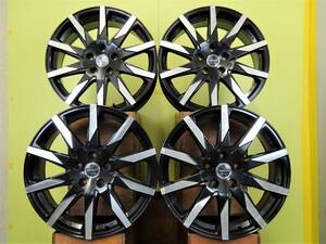 H2106 中古 4本 SMACK スフィーダ 18 x 7.5J +38 5H 114.3 ブラック ポリッシュ エンケイ製 プリウスα ハリアー RAV4 CX5 エクストレイル