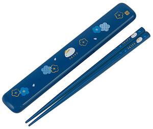 スケーター 箸 箸箱セット 18cm ふくうさぎ 紺 塗り箸 日本製 ANBG3