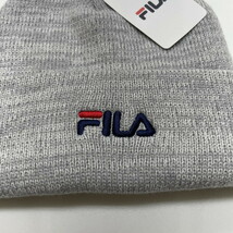 未使用品 FILA グレー ニットキャップ メンズ レディース アウトドア タグ キャンプ カジュアル ダンス ロゴ リフレクター ビーニー フィラ_画像3