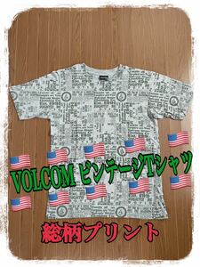 VOLCOMビンテージ Tシャツ 総柄プリント ボルコム スケートボード サーフィン スノーボード オールド 半袖Tシャツ ボルコムストーン