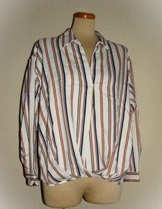 [ unused ] outlet * INGNI/ wing * Hem tuck Skipper cut and sewn blouse ( multi stripe )FREE R10