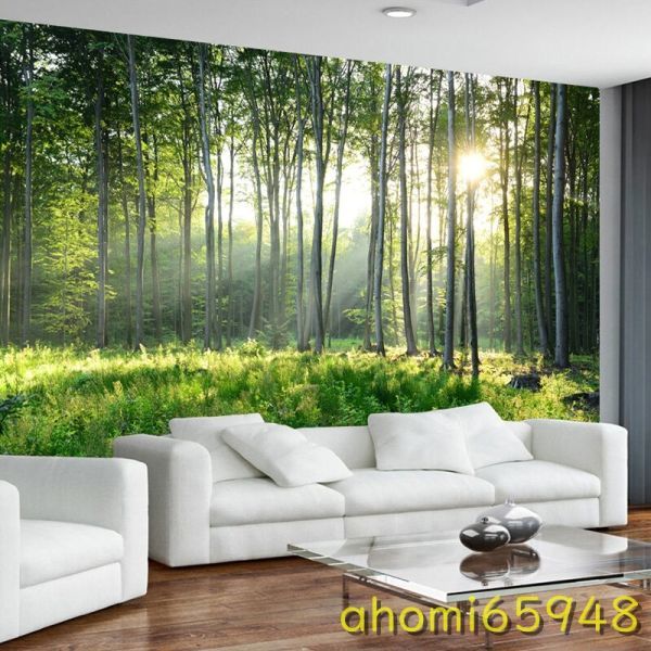 PB028: カスタマイズされた写真の壁紙 自然な風景のある緑の森の風景 大きな壁 リビングルーム ベッドルーム モダンな絵画家の装飾, 印刷物, ポスター, その他