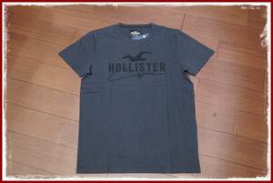 ★☆Hollister ロゴ刺繍 Tシャツ 半袖/XL/ヘリンボーン/チャコールグレー/ メンズ Tシャツ アバクロ ホリスター 2l ll ビッグサイズ☆★