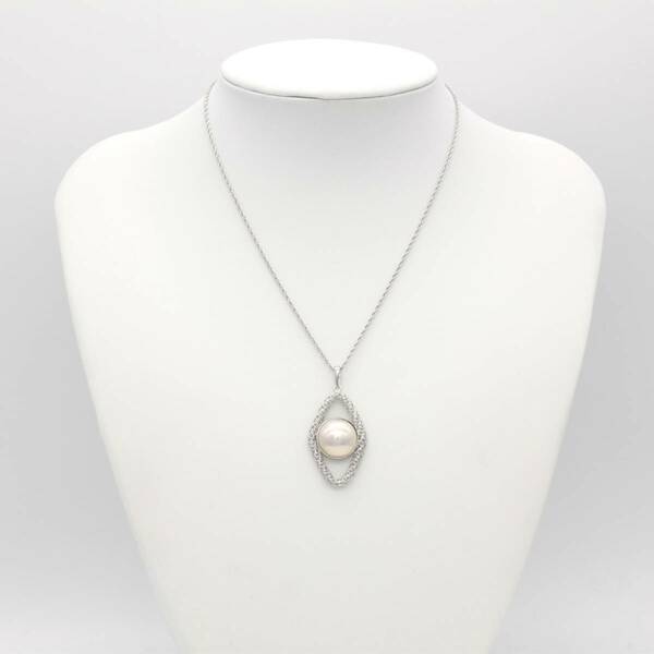 シルバー マベ真珠 ペンダント ネックレス　silver pearl pendant necklace