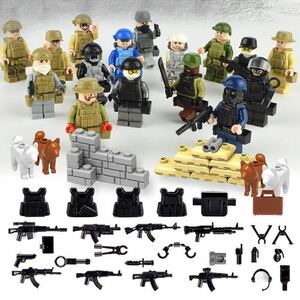 警察特殊部隊武器付きセット　ブロック　ミニフィグ レゴ　LEGO 互換 ミニフィギュア　軍人　hk1