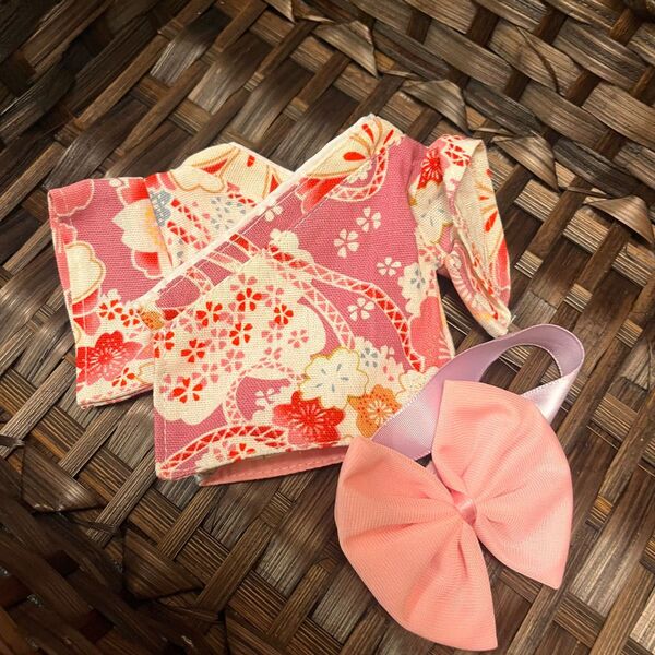 ぬいぐるみ 服 着物 浴衣 ピンク 桜 さくら リボン 女の子
