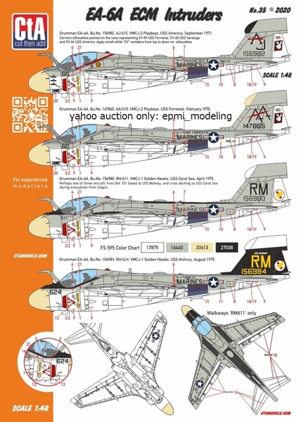 CTA-35 1/48 CTA グラマン EA-6A イントルーダー 電子戦機型用デカール アメリカ海兵隊