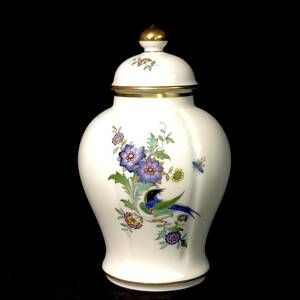 Meissen マイセン /※1級品 上級装飾ライン 柿右衛門様式 シノワズリ 花鳥昆虫絵　蓋花瓶