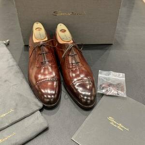 期間限定価格！　新品　Santoni Limited Editionサントーニ　リミテッドエディション　ブラウン　ホールカット　スキンステッチ　8インチ