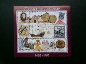 トンガ王国発行 地図やコンパスなどクリストファー・コロンブスのアメリカ発見５００周年切手 小型シート ＮＨ 未使用