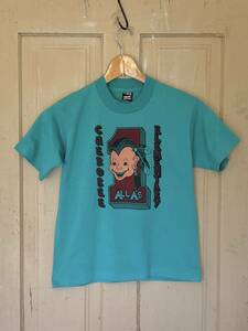 90s USA製 ビンテージ スクール Tシャツ キッズ ジュニア アメリカ 古着 アメカジ FRUIT OF THE LOOM 黒タグ 