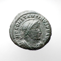 【古代ローマコイン】Constantine I（コンスタンティヌス1世）クリーニング済 ブロンズコイン 銅貨 フォリス(pPzMATnZnf)_画像1