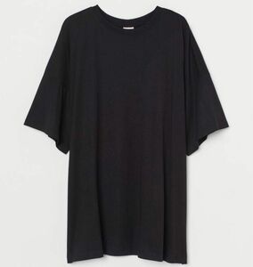 H&M オーバーサイズ ベーシック無地Tシャツ カットソー トップスブラックxs
