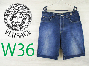 MP2113c VERSACE JEANS COUTURE●イタリア製 ヴェルサーチ＜コットン デニム ハーフパンツ＞36 ボトムス●Ricicli17