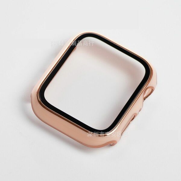 アップルウォッチ　プラスチック 文字盤 ケース ピンク+ゴールド