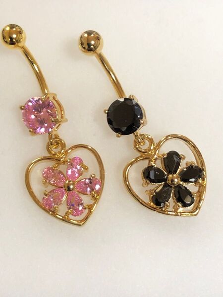 ハート ヘソピアス14G ピンク