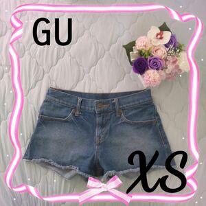 クーポン使ってね★GU XS ダメージデニム ショートパンツ かっこいいブルー