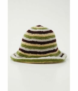 BORDER KNIT HAT ボーダーニットハット マルチボーダー グリーン 緑 ストライプ 柄 サマーニット ニット帽 夏