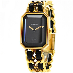 シャネル 腕時計 プルミエール M GP×レザー H0001 レディース ブラック文字盤×ゴールド CHANEL