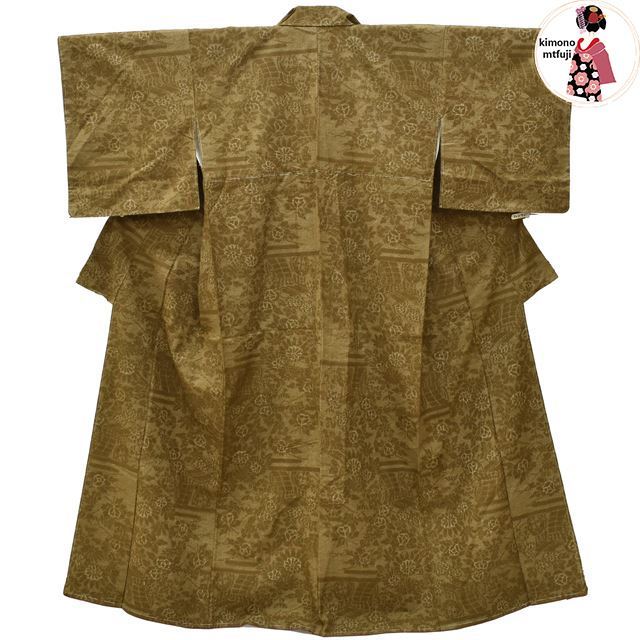 1円紬正絹仕立て上がり紫系縞文様身丈161.4cm お洒落同梱可