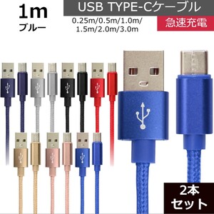 未使用 USB type-C ケーブル 2本セット ブルー 1m iPhone iPad airpods 充電 データ転送