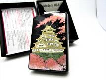 本金 蒔絵 大阪城 四季 桜 zippo ジッポ 2007年 未使用_画像1