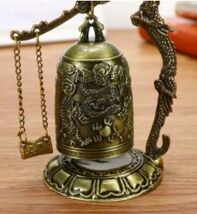 新品$ 真鍮銅彫像 銅ドラゴンベル合金彫刻 アンティーク 中国ドラゴンベル アジアアンティーク 芸術像時計の鐘の装飾 A_画像4