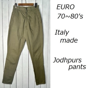EURO б/у одежда 70s~80s Италия производства весна лето хлопок джодхпур z брюки 42 зеленый Old Vintage тонкий широкий конический Europe *198