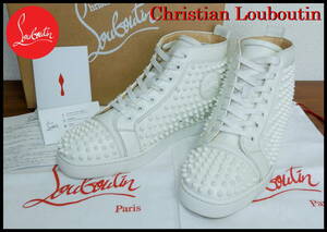 Christian Louboutin ルイススパイク 国内正規品 クリスチャンルブタン ホワイト カーフレザー スタッズ 白メンズ 41 ハイカットスニーカー