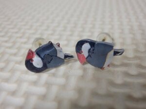 ay8：桜 文鳥 鳥 バード 1点物 ピアス アクセサリー ファッション 小物 小ぶり インテリア 飾り