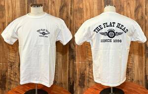 【THE FLAT HEAD】38サイズ　3本針の1本外し Tシャツ ウイングホイール　FN-THC-202　ホワイト　フラットヘッド　ランブル