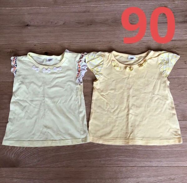 90 女の子 Tシャツ 黄色 可愛い リボン まとめ売り トップス