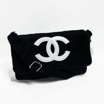 【未使用】 シャネル ノベルティ 非売品 ショルダーバッグ もこもこ CHANEL ココマーク ブラック×ホワイト レディース_画像1