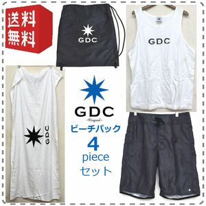 GDC メンズ水着 海パン ビーチパック4点セット 大判バスタオル ナイロンバッグ タンクトップ 水陸両用 ハーフパンツ 本州送料無料 A056