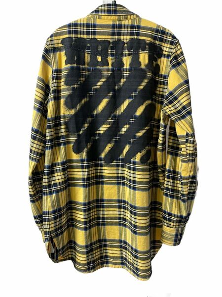 off-white チェック　イエロー　シャツ　正規品