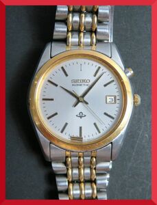 セイコー SEIKO KINETIC 3針 デイト 純正ベルト 5M22-7A80 男性用 メンズ 腕時計 V339 ジャンク