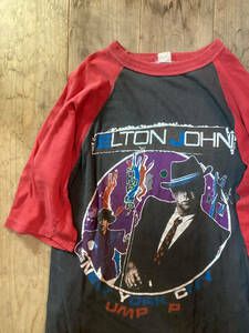 70～80年代ビンテージ★ ELTON JOHN エルトンジョン プリントバンドTシャツ 音物 バックプリント入りパキ綿 アンティーク 希少