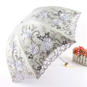  for women race embroidery parasol 8ps.@.UV cut folding umbrella [ gray ]UPF50+ lady's antique embroidery floral print ultra-violet rays measures shade non-standard-sized mail shipping 