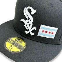 希少■NEW ERA (ニューエラ) MLB Chicago White Sox (シカゴ ホワイトソックス) 国旗 ピザ 刺繍 59FIFTY キャップ 黒 7 1/2 (59.6㎝)_画像5