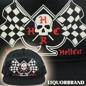 HOT ROD HELL CAT キャップ 帽子【レースフラッグ】ＣＡＰ リカーブランドの兄弟ブランド ホットロッドヘルキャット オールドスクール