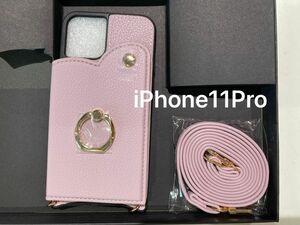 【新品】iPhone11Pro スマホケース　カードホルダー　ストラップ付き　保護ビニール未開封　箱入り